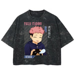 Playera streetwear premium de anime y gaming ExtraLife MX, corte boxy deluxe mineral wash heavyweight en color Acid Wash, moda urbana mexicana de culto.