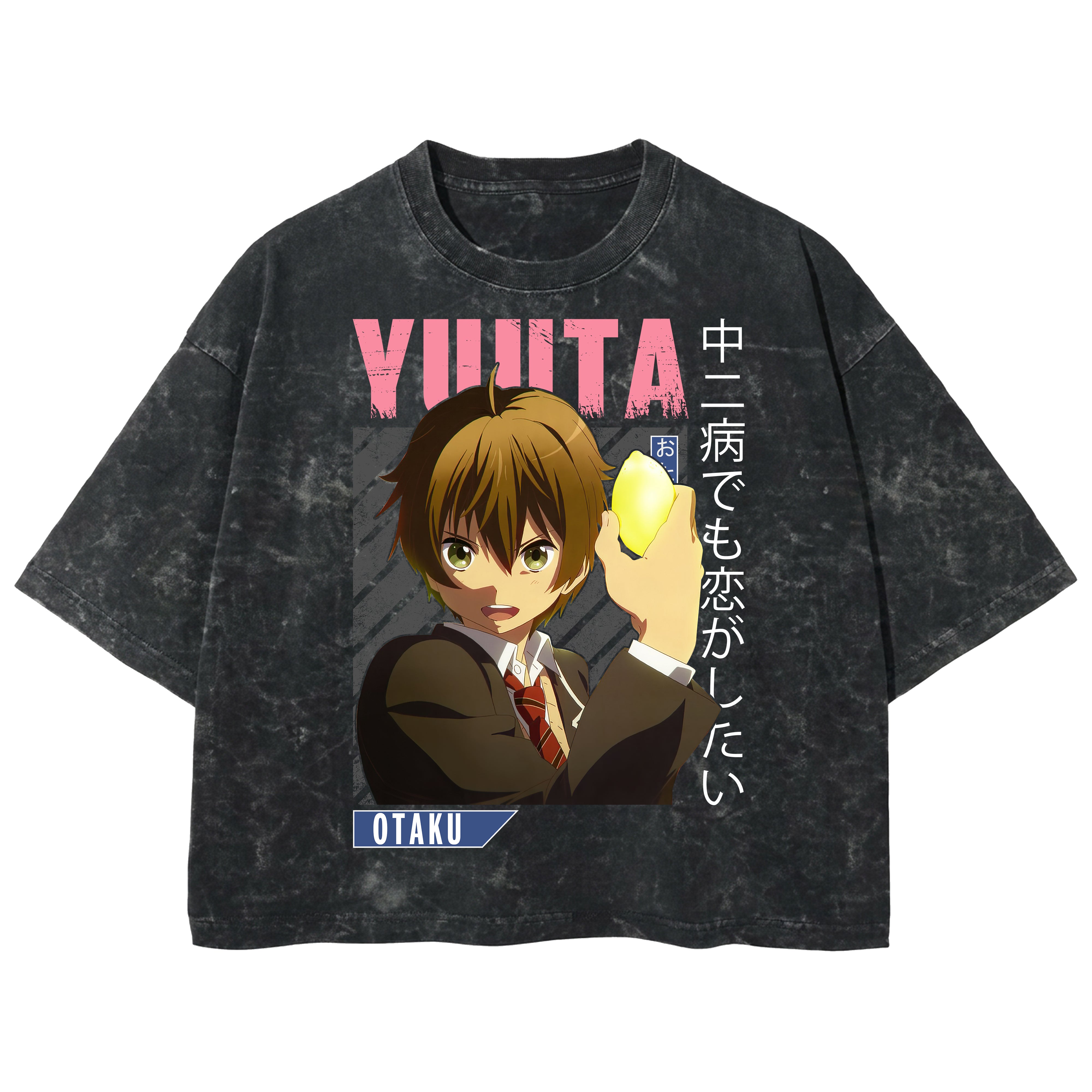 Playera streetwear premium de anime y gaming ExtraLife MX, corte boxy deluxe mineral wash heavyweight en color Acid Wash, moda urbana mexicana de culto.
