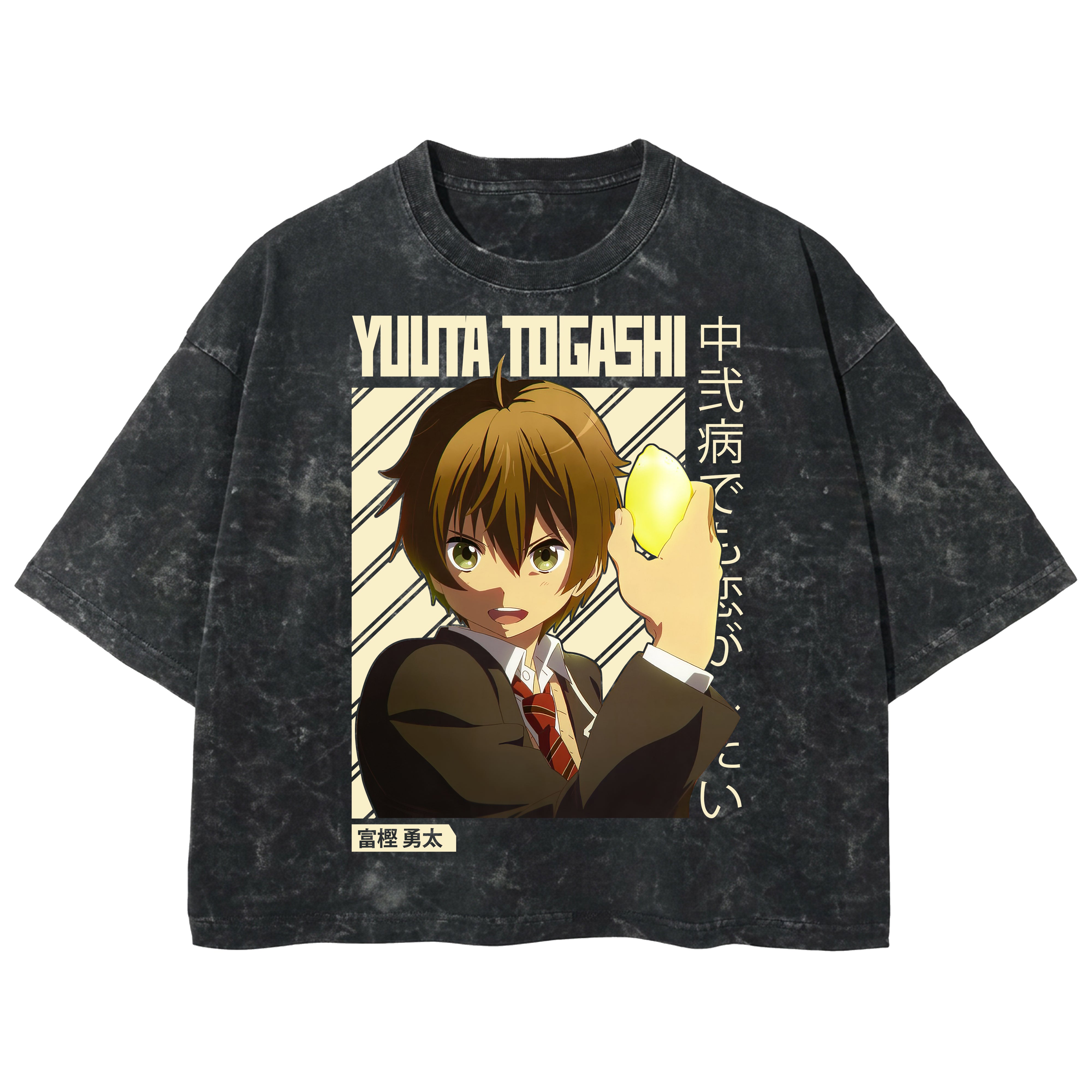 Playera streetwear premium de anime y gaming ExtraLife MX, corte boxy deluxe mineral wash heavyweight en color Acid Wash, moda urbana mexicana de culto.
