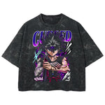 Playera streetwear premium de anime y gaming ExtraLife MX, corte boxy deluxe mineral wash heavyweight en color Acid Wash, moda urbana mexicana de culto.