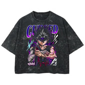 Playera streetwear premium de anime y gaming ExtraLife MX, corte boxy deluxe mineral wash heavyweight en color Acid Wash, moda urbana mexicana de culto.
