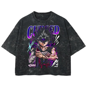 Playera streetwear premium de anime y gaming ExtraLife MX, corte boxy deluxe mineral wash heavyweight en color Acid Wash, moda urbana mexicana de culto.