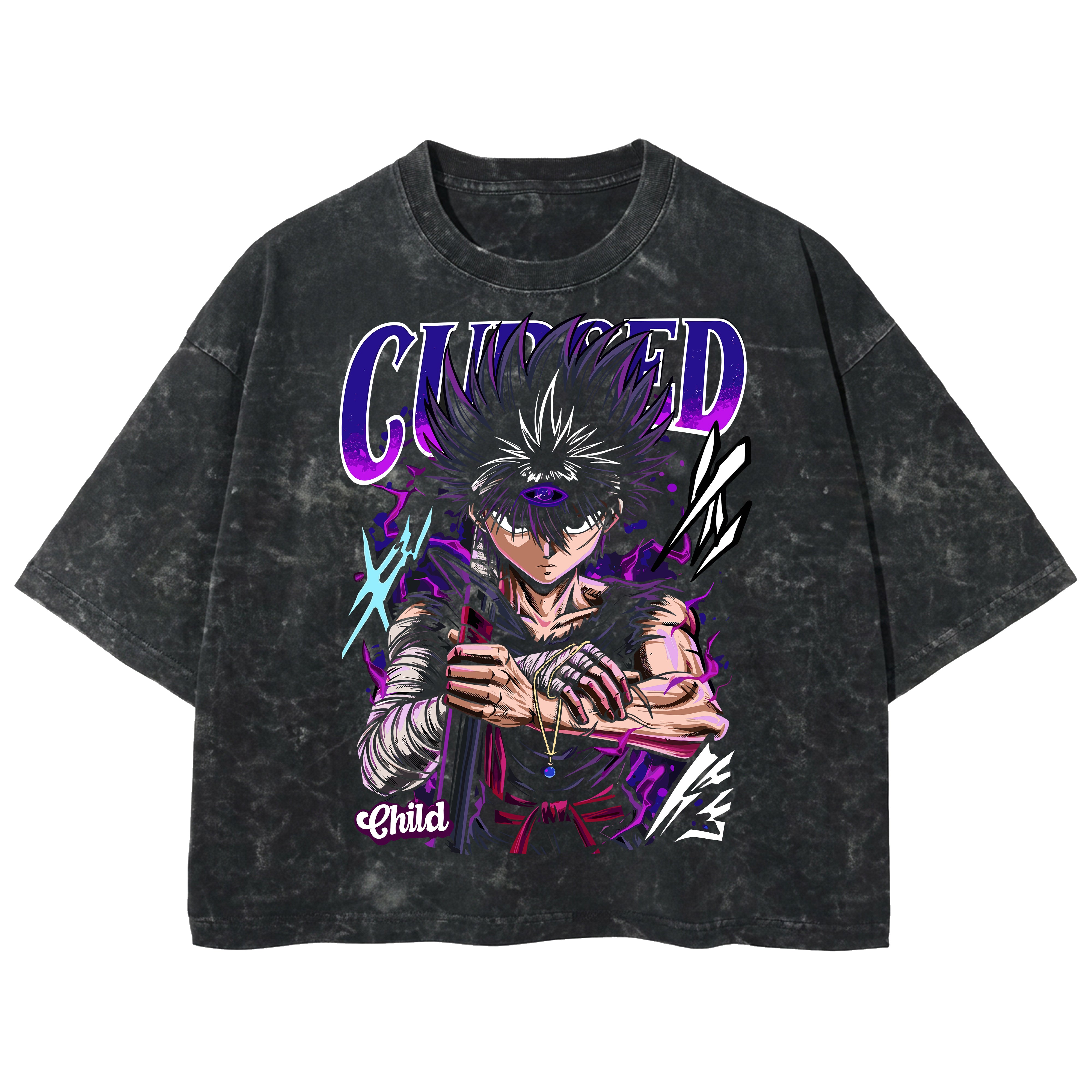 Playera streetwear premium de anime y gaming ExtraLife MX, corte boxy deluxe mineral wash heavyweight en color Acid Wash, moda urbana mexicana de culto.