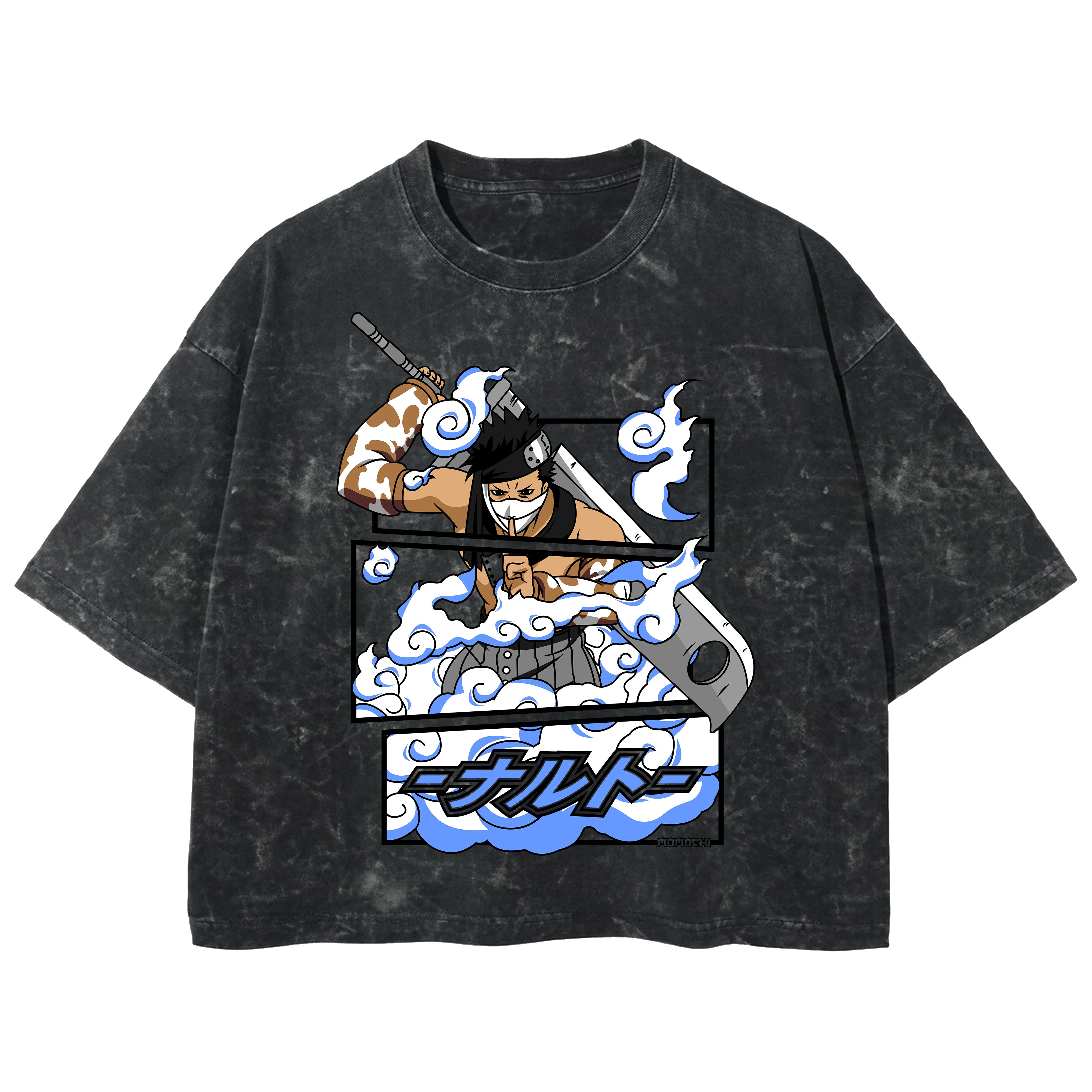 Playera streetwear premium de anime y gaming ExtraLife MX, corte boxy deluxe mineral wash heavyweight en color Acid Wash, moda urbana mexicana de culto.