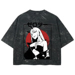 Playera streetwear premium de anime y gaming ExtraLife MX, corte boxy deluxe mineral wash heavyweight en color Acid Wash, moda urbana mexicana de culto.