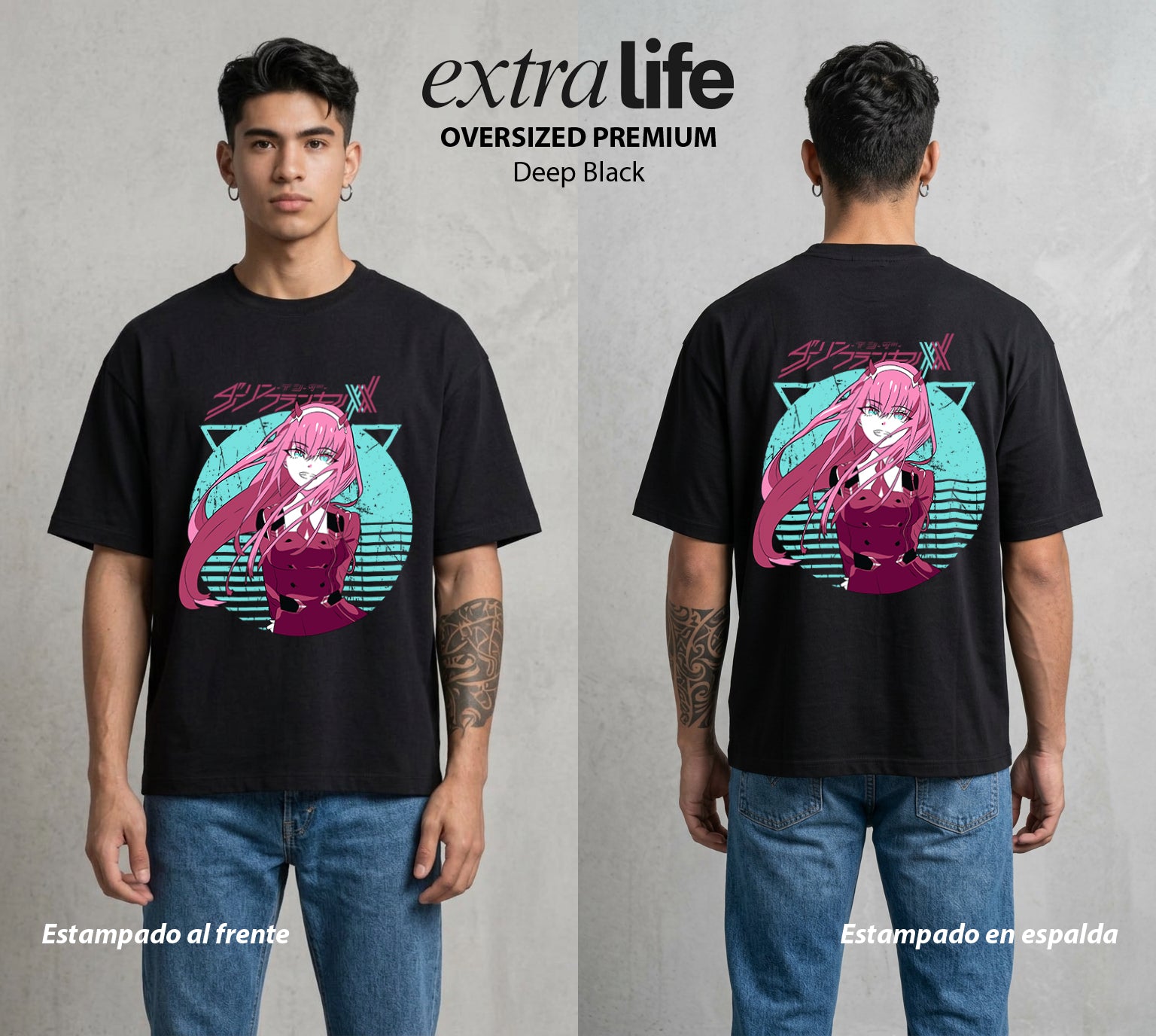 Los Pilotos del Meca | La Piloto del Klaxosaur #04561 - Playera Oversized Premium | Deep Black - Foto en modelo