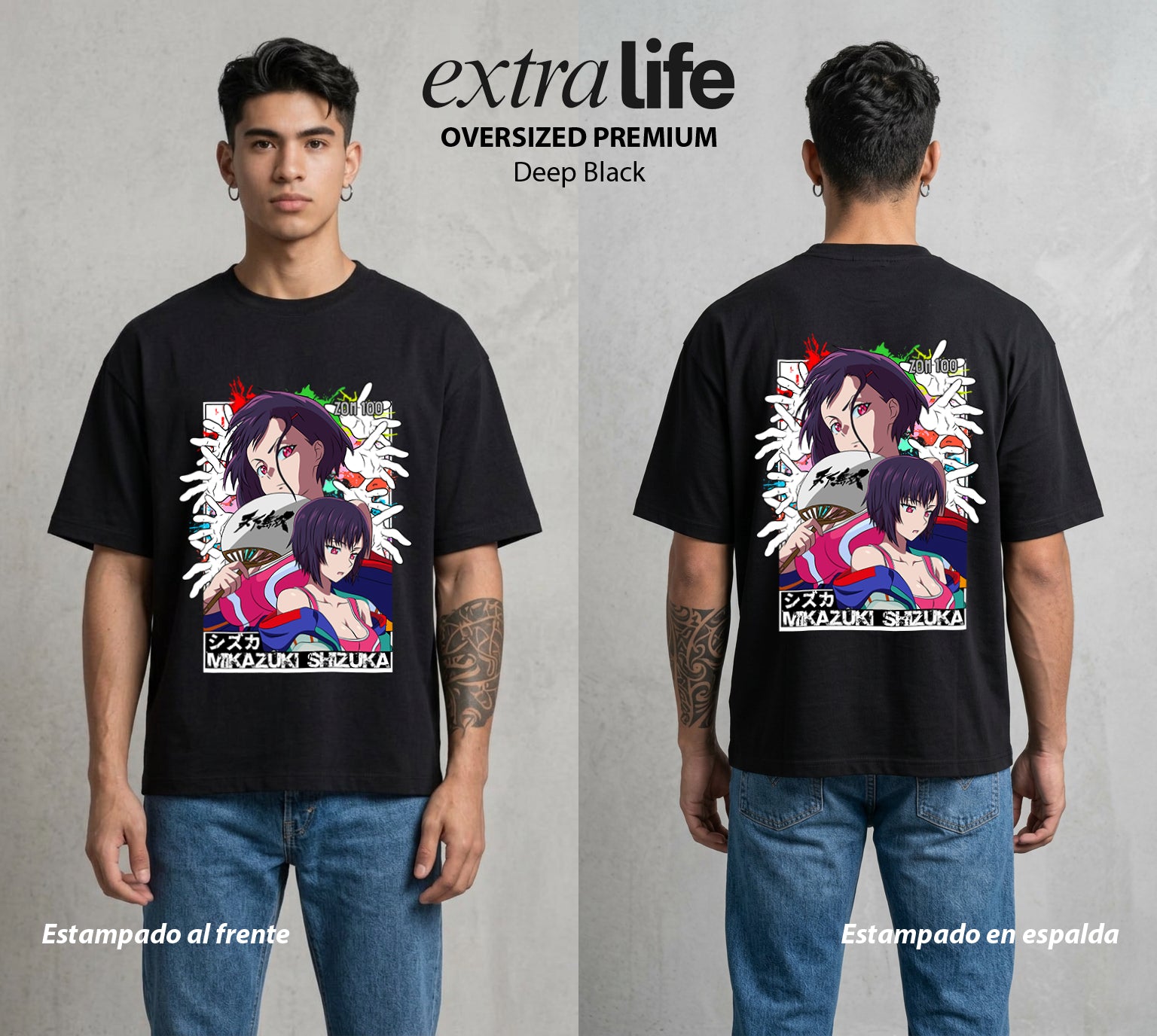 El Hilo del Destino | La Lista del Apocalipsis #04562 - Playera Oversized Premium | Deep Black - Foto en modelo