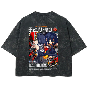 Playera streetwear premium de anime y gaming ExtraLife MX, corte boxy deluxe mineral wash heavyweight en color Acid Wash, moda urbana mexicana de culto.