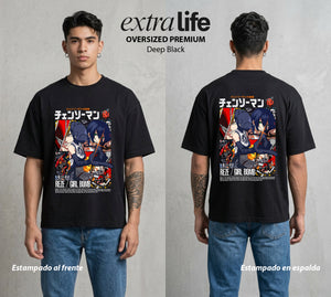 El Contrato Infernal | La Bomba Romantica #04566 - Playera Oversized Premium | Deep Black - Foto en modelo