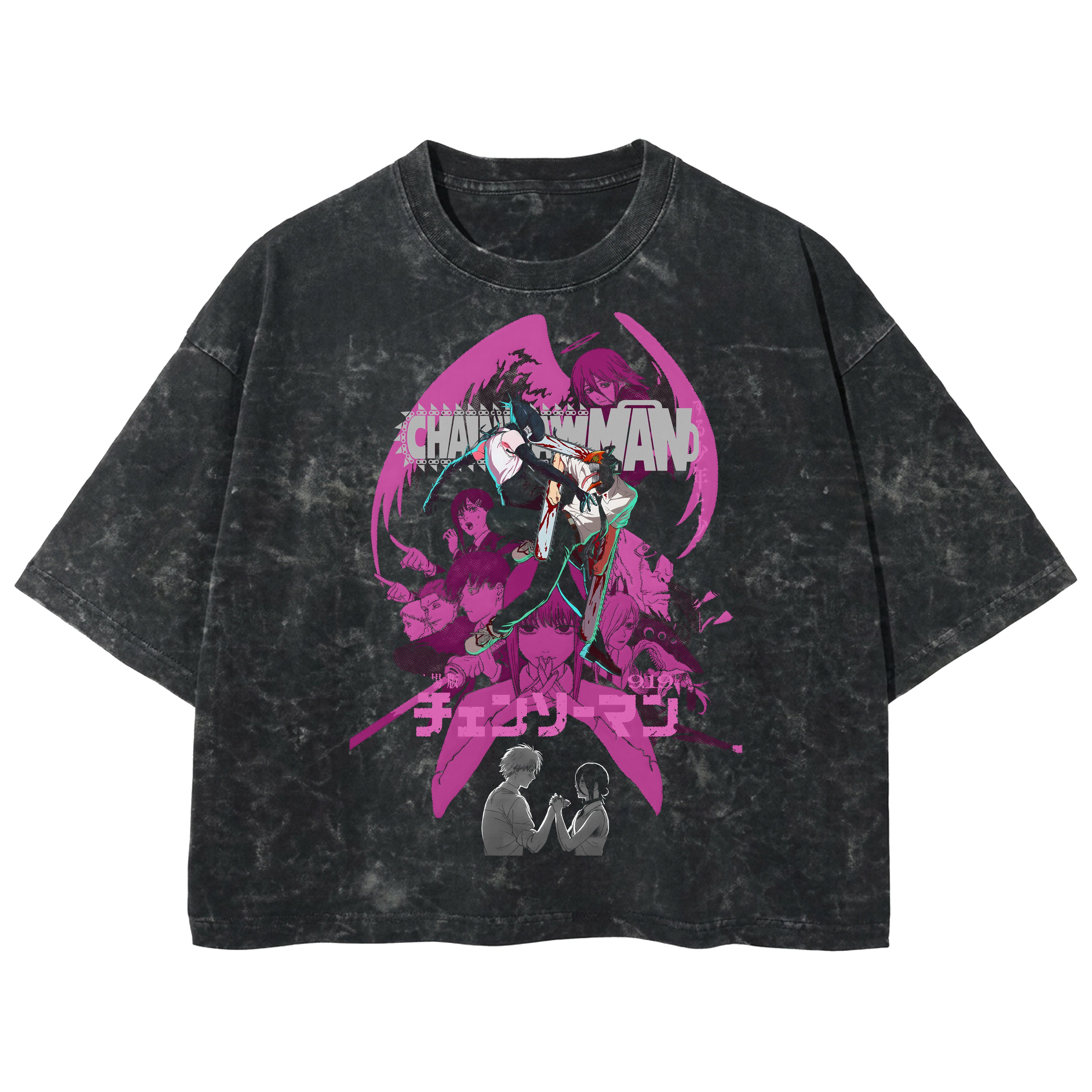 Playera streetwear premium de anime y gaming ExtraLife MX, corte boxy deluxe mineral wash heavyweight en color Acid Wash, moda urbana mexicana de culto.
