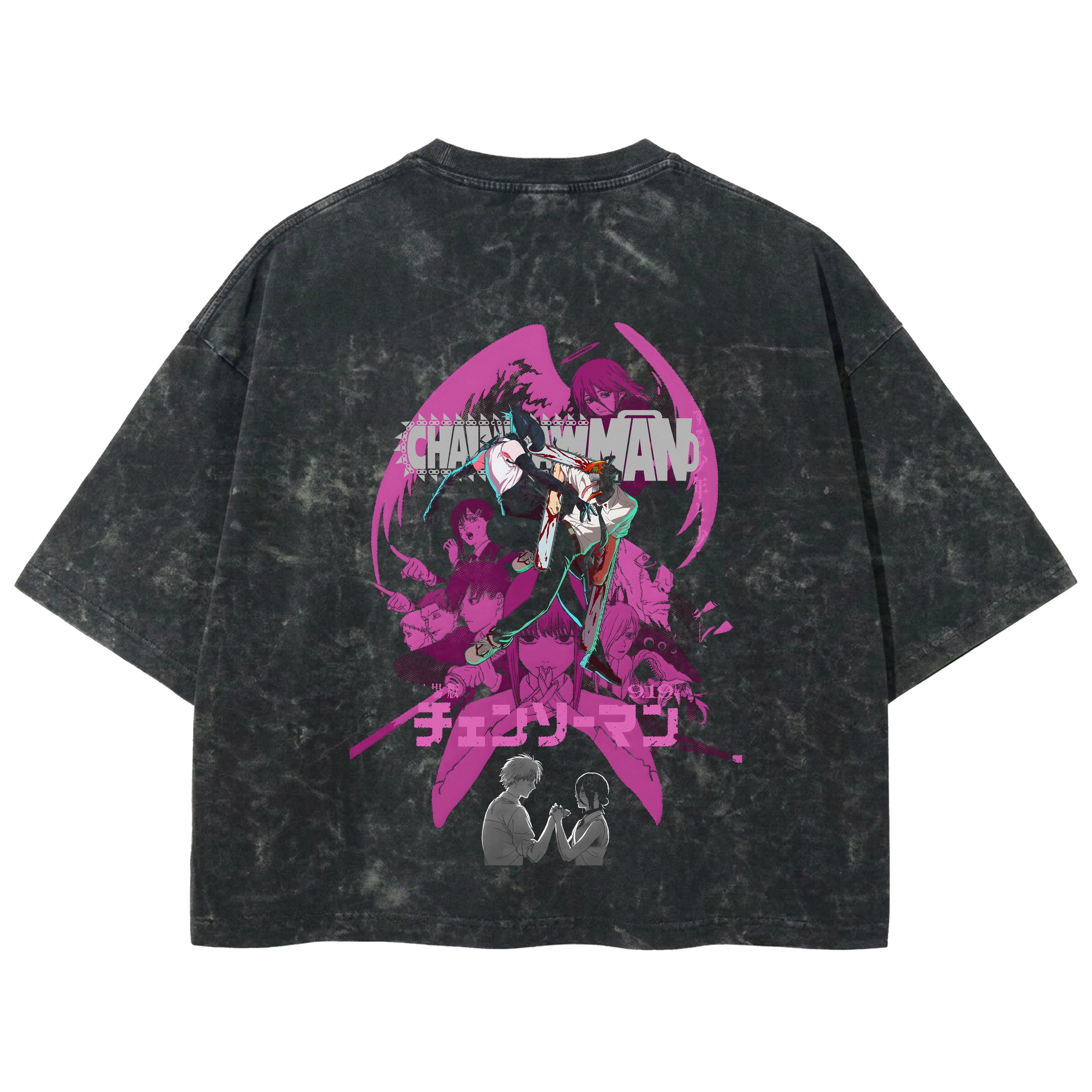 Playera streetwear premium de anime y gaming ExtraLife MX, corte boxy deluxe mineral wash heavyweight en color Acid Wash, moda urbana mexicana de culto.