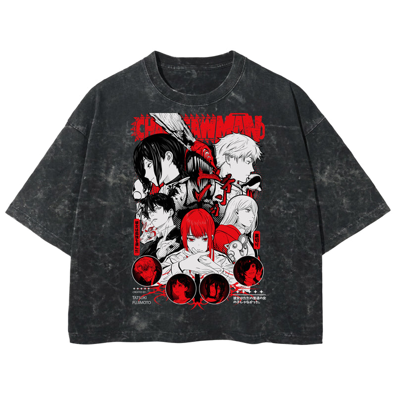 Playera streetwear premium de anime y gaming ExtraLife MX, corte boxy deluxe mineral wash heavyweight en color Acid Wash, moda urbana mexicana de culto.