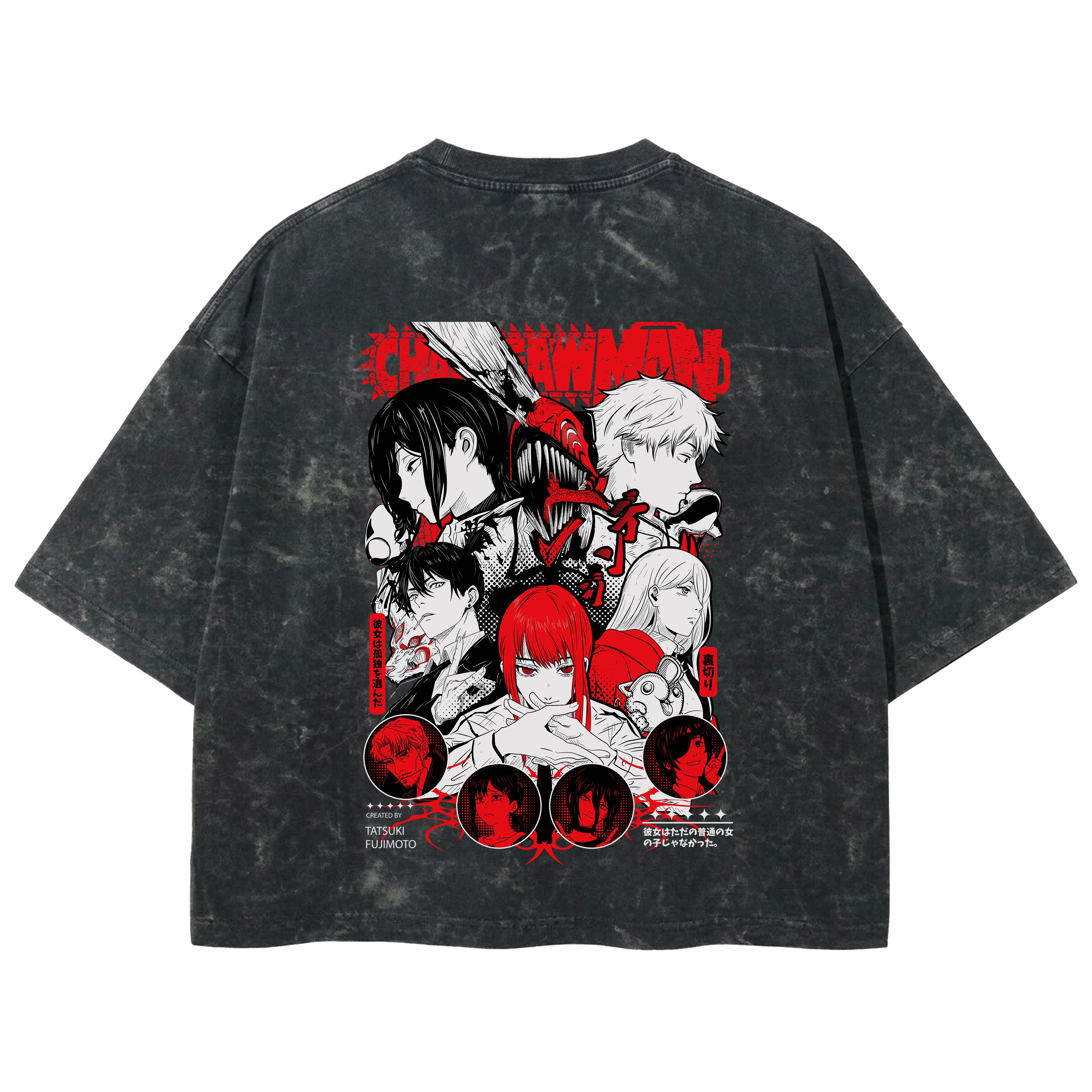 Playera streetwear premium de anime y gaming ExtraLife MX, corte boxy deluxe mineral wash heavyweight en color Acid Wash, moda urbana mexicana de culto.