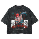 Playera streetwear premium de anime y gaming ExtraLife MX, corte boxy deluxe mineral wash heavyweight en color Acid Wash, moda urbana mexicana de culto.