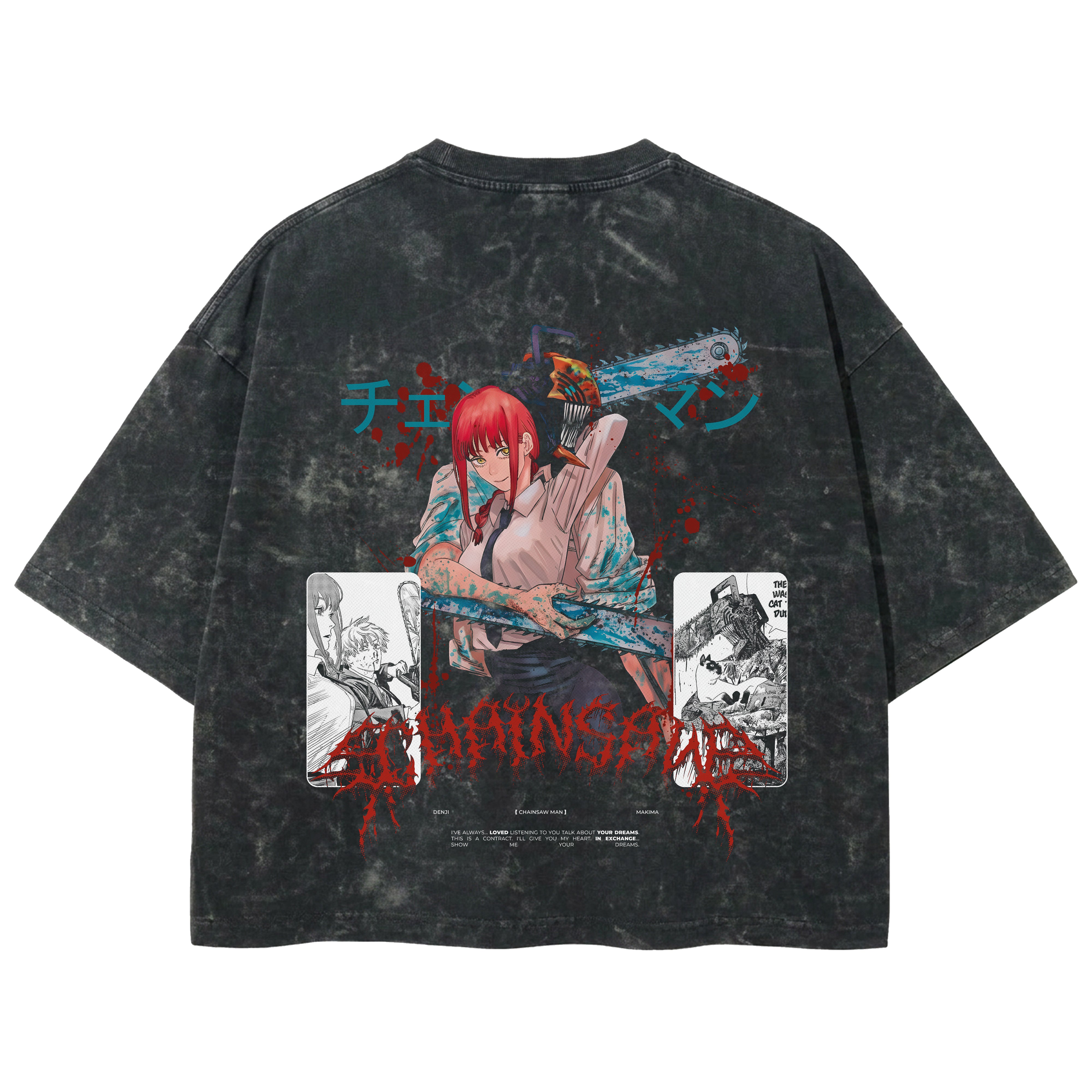 Playera streetwear premium de anime y gaming ExtraLife MX, corte boxy deluxe mineral wash heavyweight en color Acid Wash, moda urbana mexicana de culto.