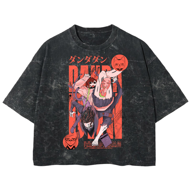 Playera streetwear premium de anime y gaming ExtraLife MX, corte boxy deluxe mineral wash heavyweight en color Acid Wash, moda urbana mexicana de culto.