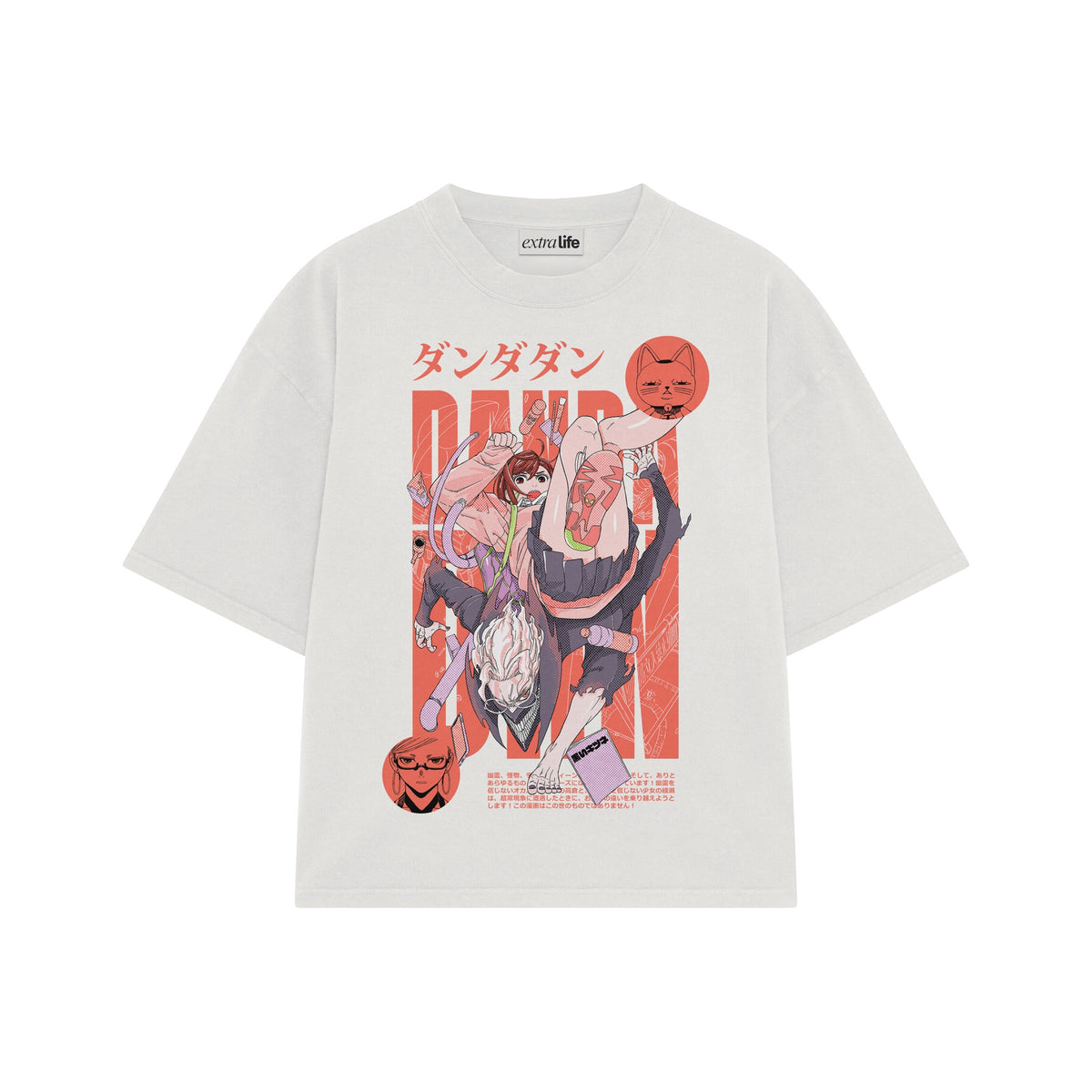 Playera streetwear premium de anime y gaming ExtraLife MX, corte oversized drop shoulder ligero y fresco en color Deep Black y Off-White, moda urbana mexicana de culto.