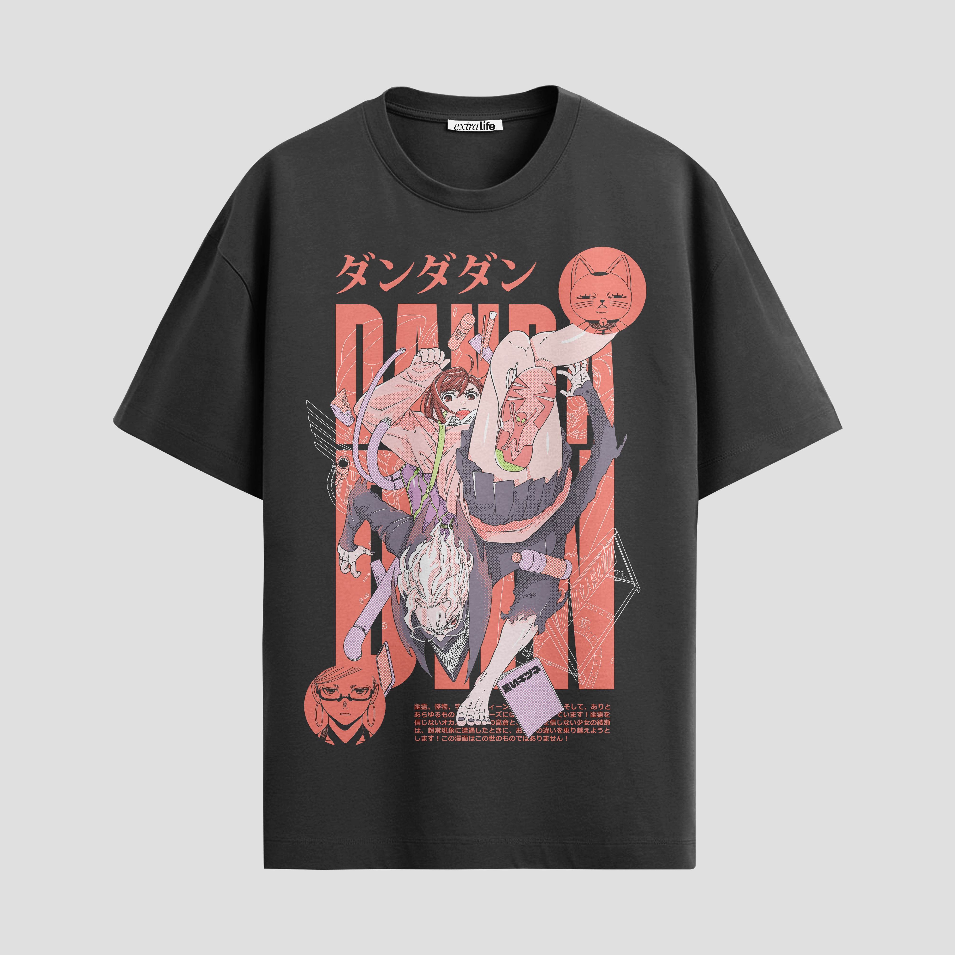 Playera urbana de anime y gaming ExtraLife MX, corte Standard Fit unisex ligero y transpirable en color Deep Black y Pure White, ropa de uso diario para gym y casual.