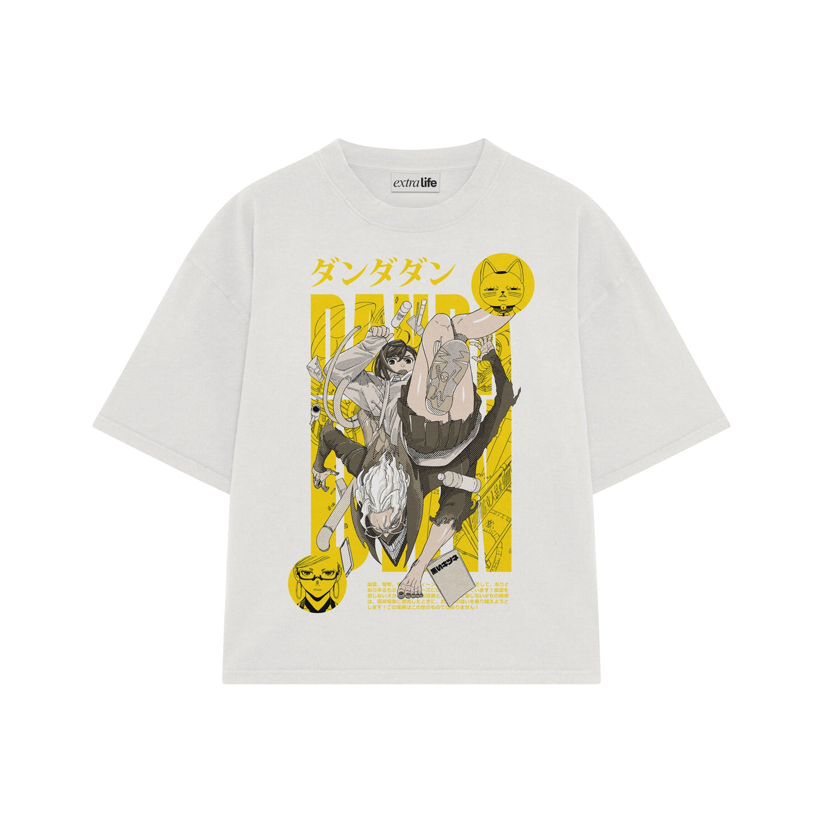 Playera streetwear premium de anime y gaming ExtraLife MX, corte oversized drop shoulder ligero y fresco en color Deep Black y Off-White, moda urbana mexicana de culto.