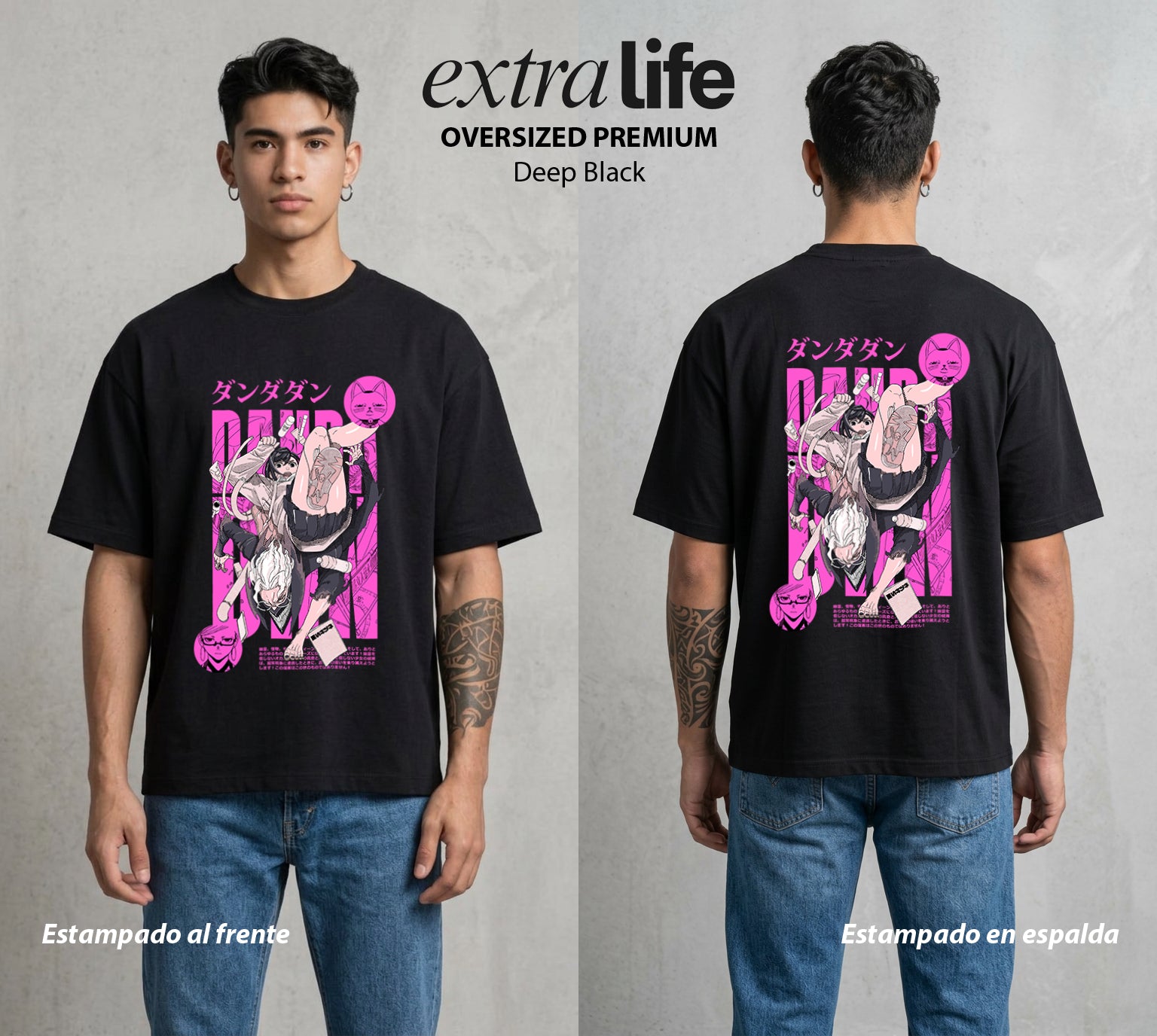 Lo Paranormal Cotidiano | Choque de Dimensiones #04577 - Playera Oversized Premium | Deep Black - Foto en modelo