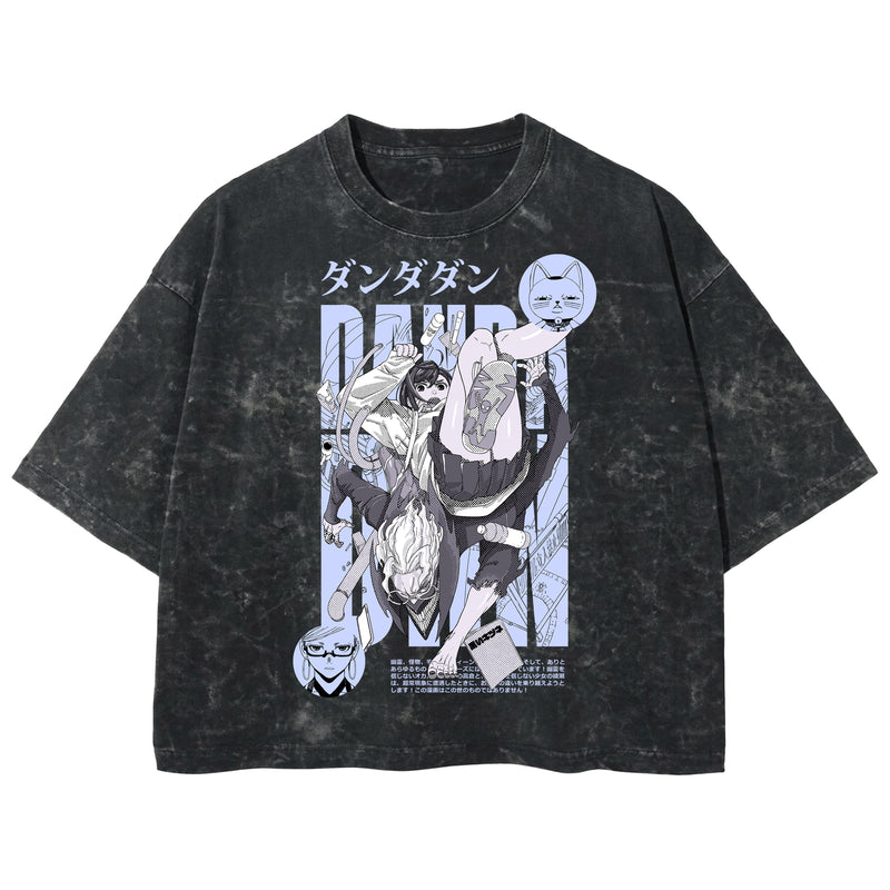 Playera streetwear premium de anime y gaming ExtraLife MX, corte boxy deluxe mineral wash heavyweight en color Acid Wash, moda urbana mexicana de culto.