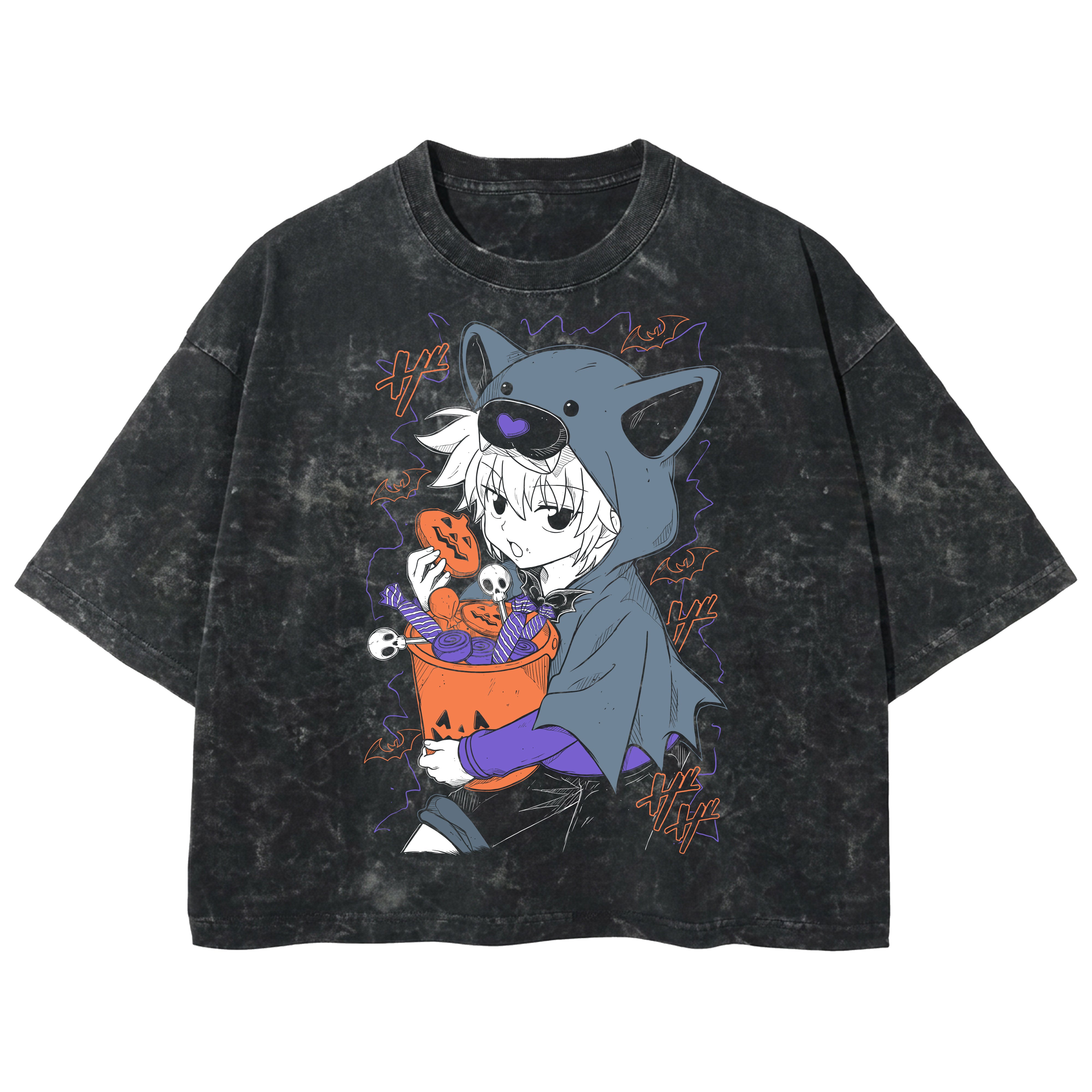 Playera streetwear premium de anime y gaming ExtraLife MX, corte boxy deluxe mineral wash heavyweight en color Acid Wash, moda urbana mexicana de culto.
