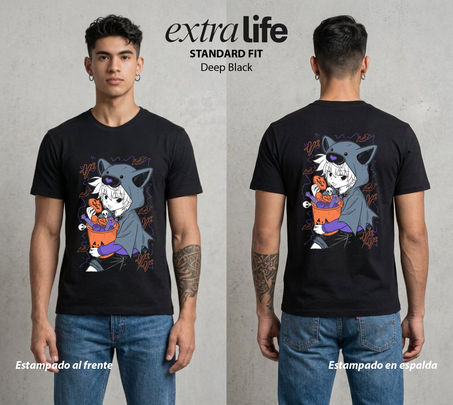 La Prueba del Cazador | Asesino de Octubre #04581 - Playera Standard Fit | Deep Black - Foto en modelo