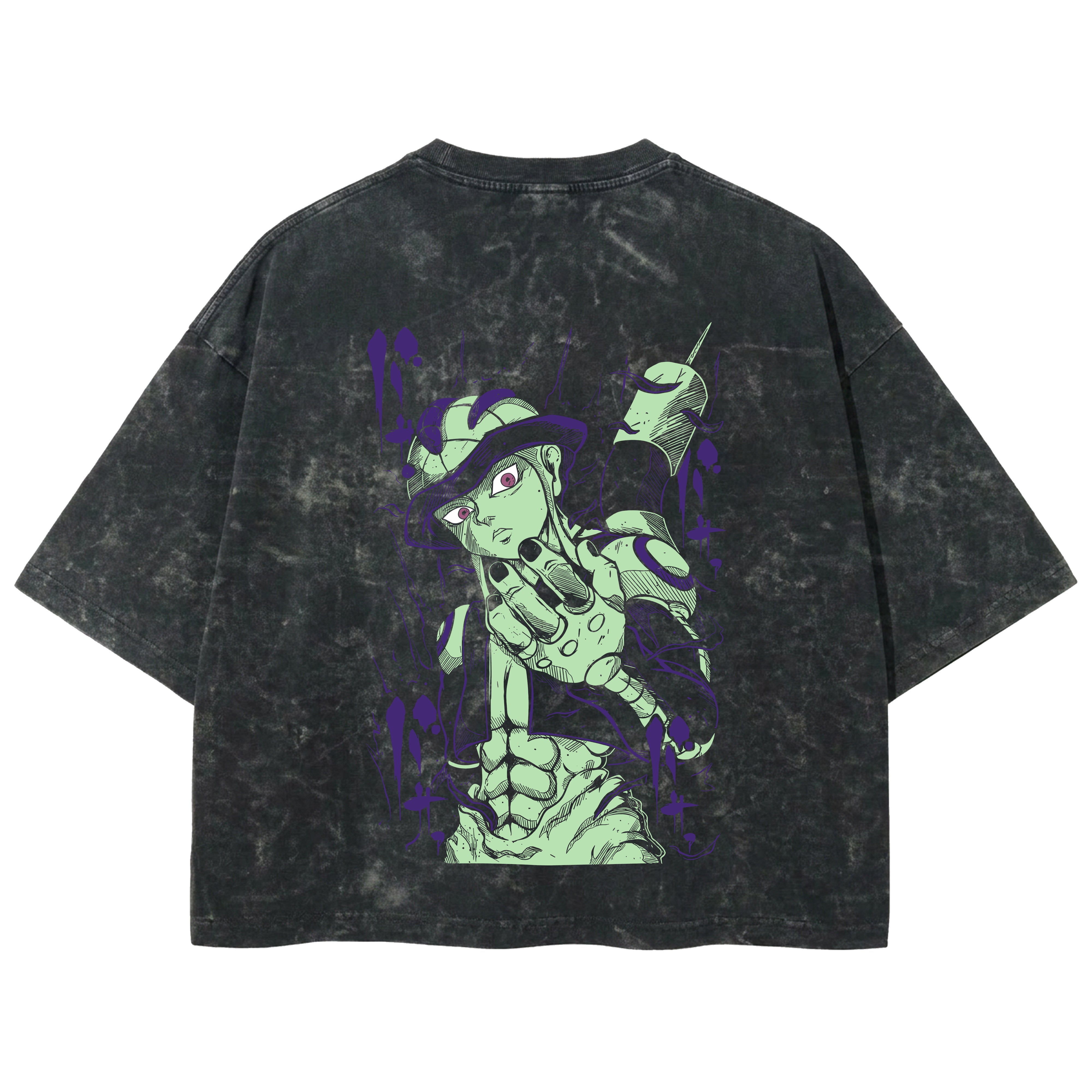 Playera streetwear premium de anime y gaming ExtraLife MX, corte boxy deluxe mineral wash heavyweight en color Acid Wash, moda urbana mexicana de culto.