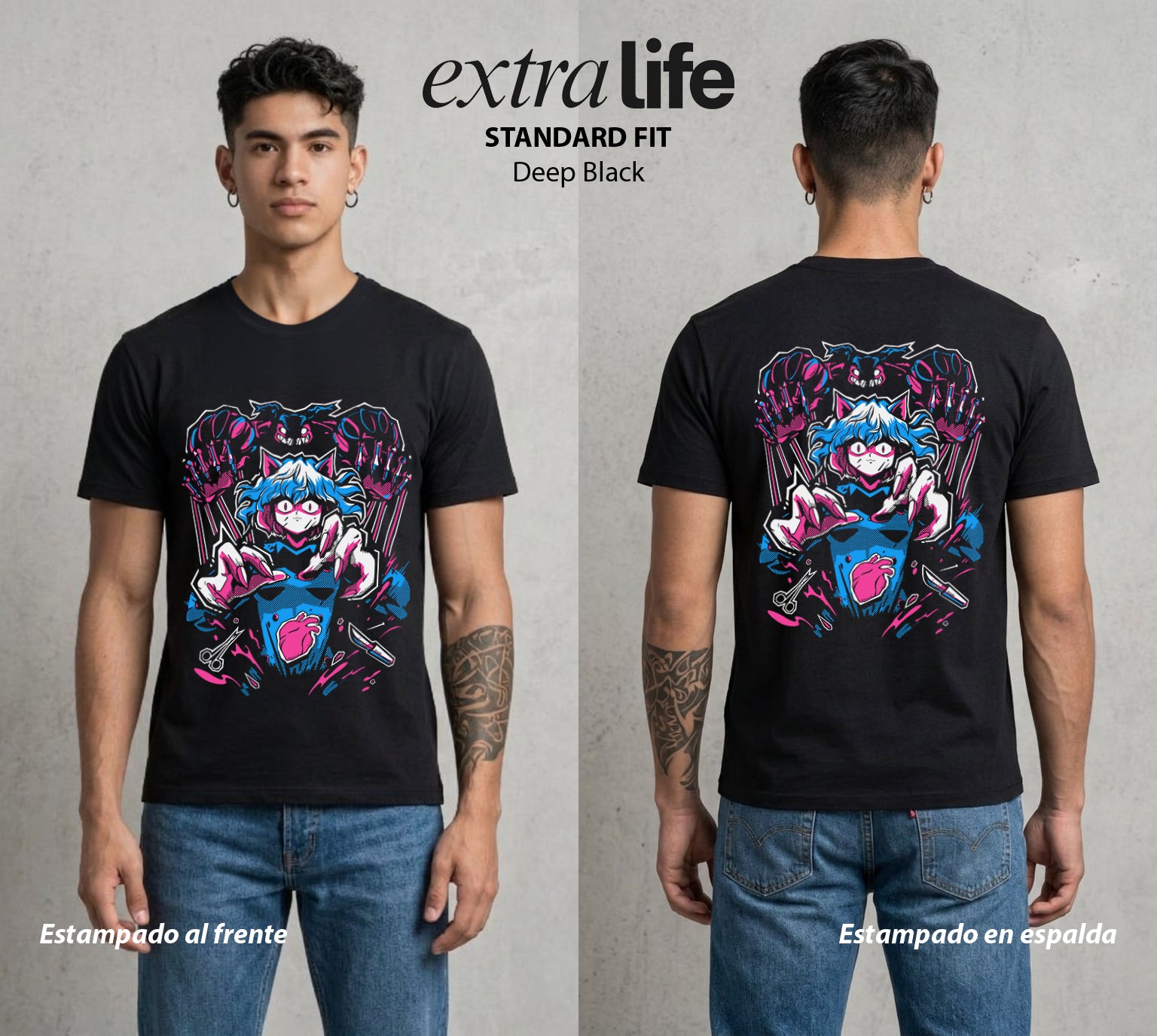 La Prueba del Cazador | Garra de la Reina #04584 - Playera Standard Fit | Deep Black - Foto en modelo