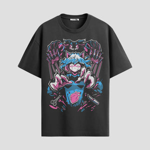 Playera urbana de anime y gaming ExtraLife MX, corte Standard Fit unisex ligero y transpirable en color Deep Black y Pure White, ropa de uso diario para gym y casual.