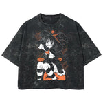 Playera streetwear premium de anime y gaming ExtraLife MX, corte boxy deluxe mineral wash heavyweight en color Acid Wash, moda urbana mexicana de culto.