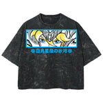 Playera streetwear premium de anime y gaming ExtraLife MX, corte boxy deluxe mineral wash heavyweight en color Acid Wash, moda urbana mexicana de culto.