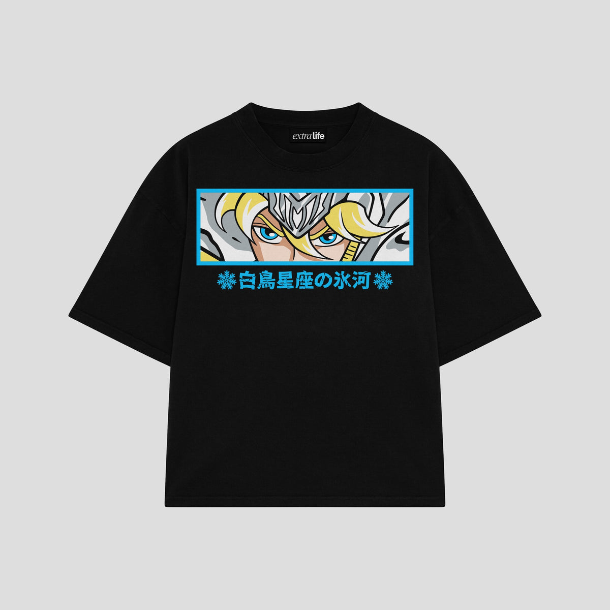 Playera streetwear premium de anime y gaming ExtraLife MX, corte oversized drop shoulder ligero y fresco en color Deep Black y Off-White, moda urbana mexicana de culto.