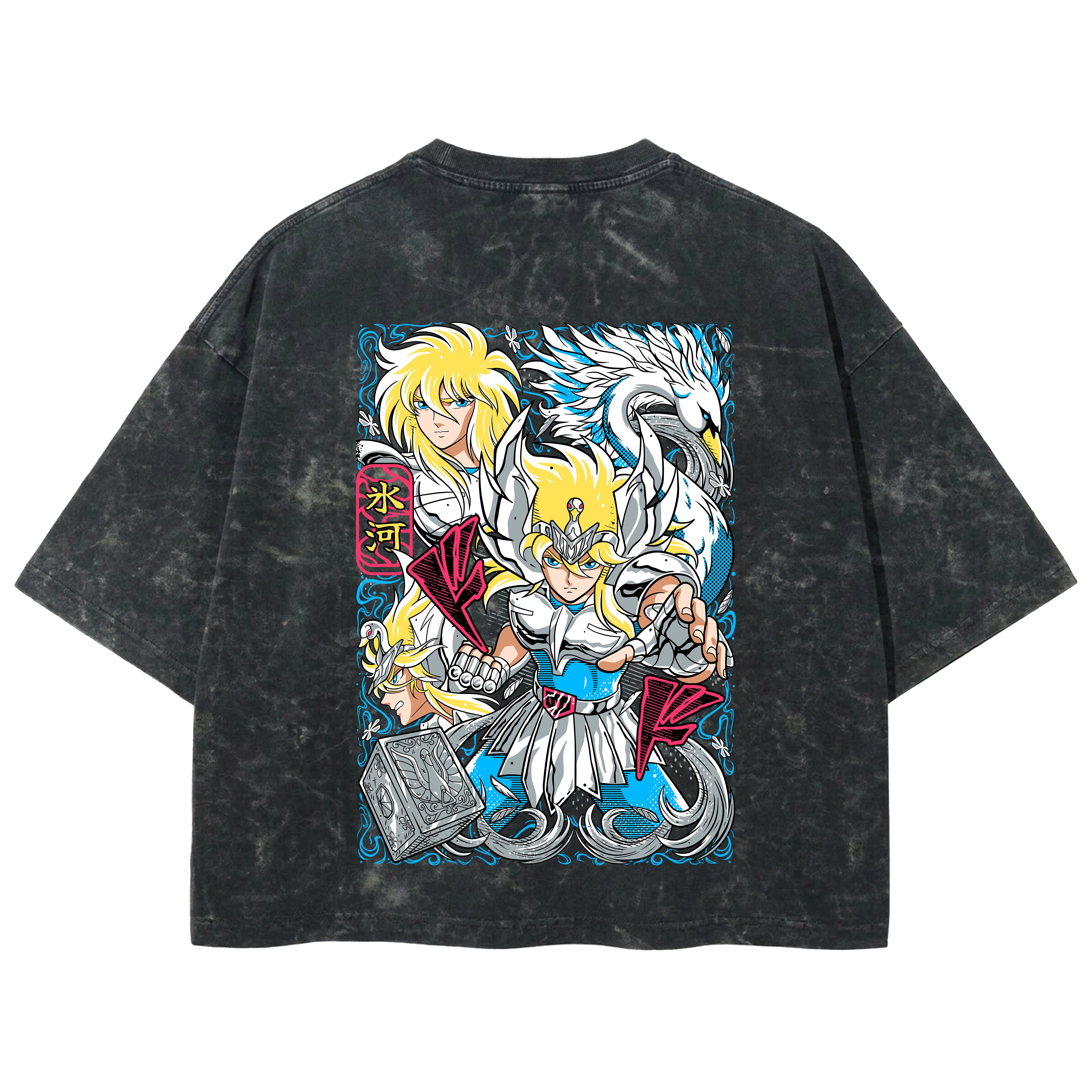Playera streetwear premium de anime y gaming ExtraLife MX, corte boxy deluxe mineral wash heavyweight en color Acid Wash, moda urbana mexicana de culto.