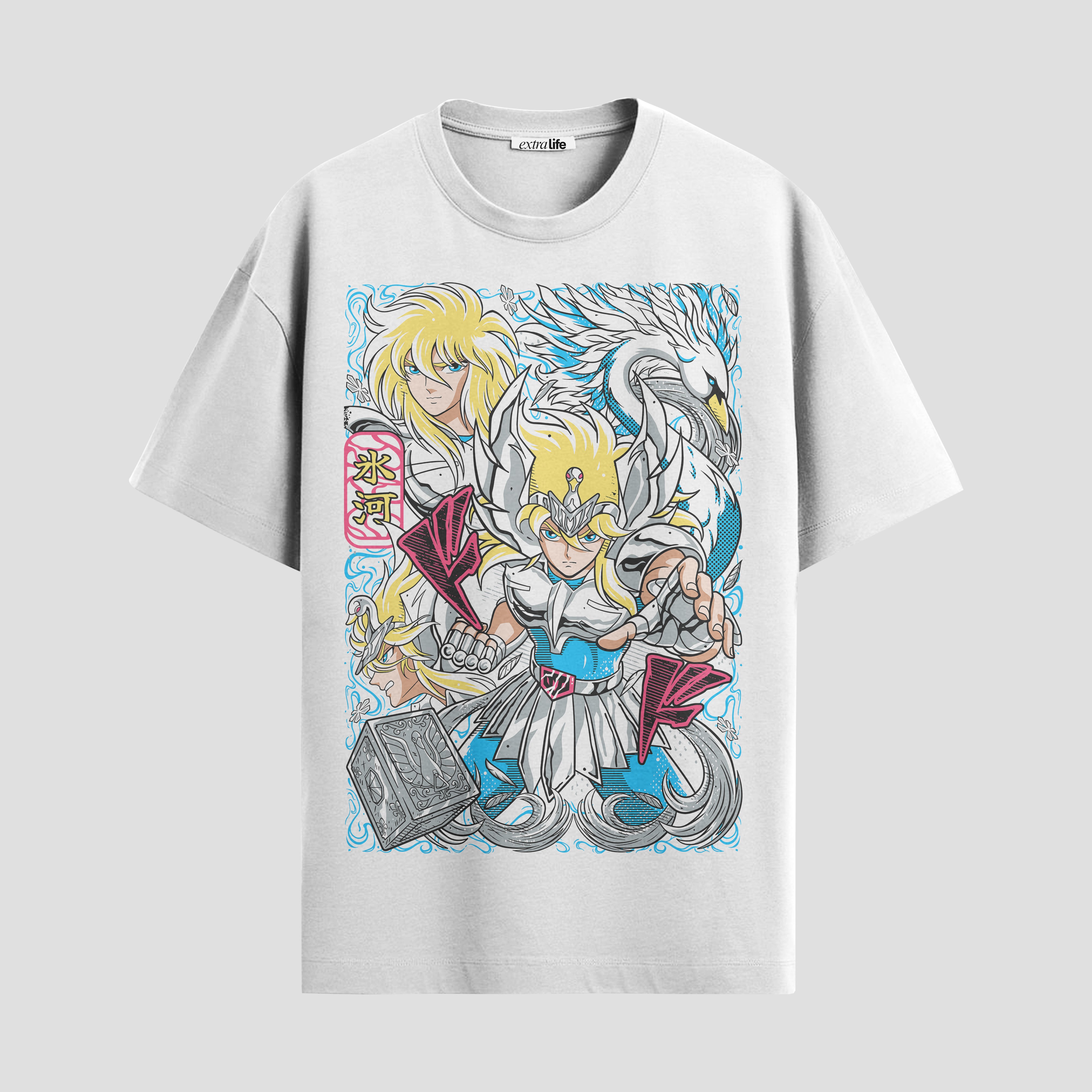 Playera urbana de anime y gaming ExtraLife MX, corte Standard Fit unisex ligero y transpirable en color Deep Black y Pure White, ropa de uso diario para gym y casual.