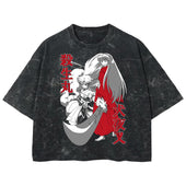 Playera streetwear premium de anime y gaming ExtraLife MX, corte boxy deluxe mineral wash heavyweight en color Acid Wash, moda urbana mexicana de culto.