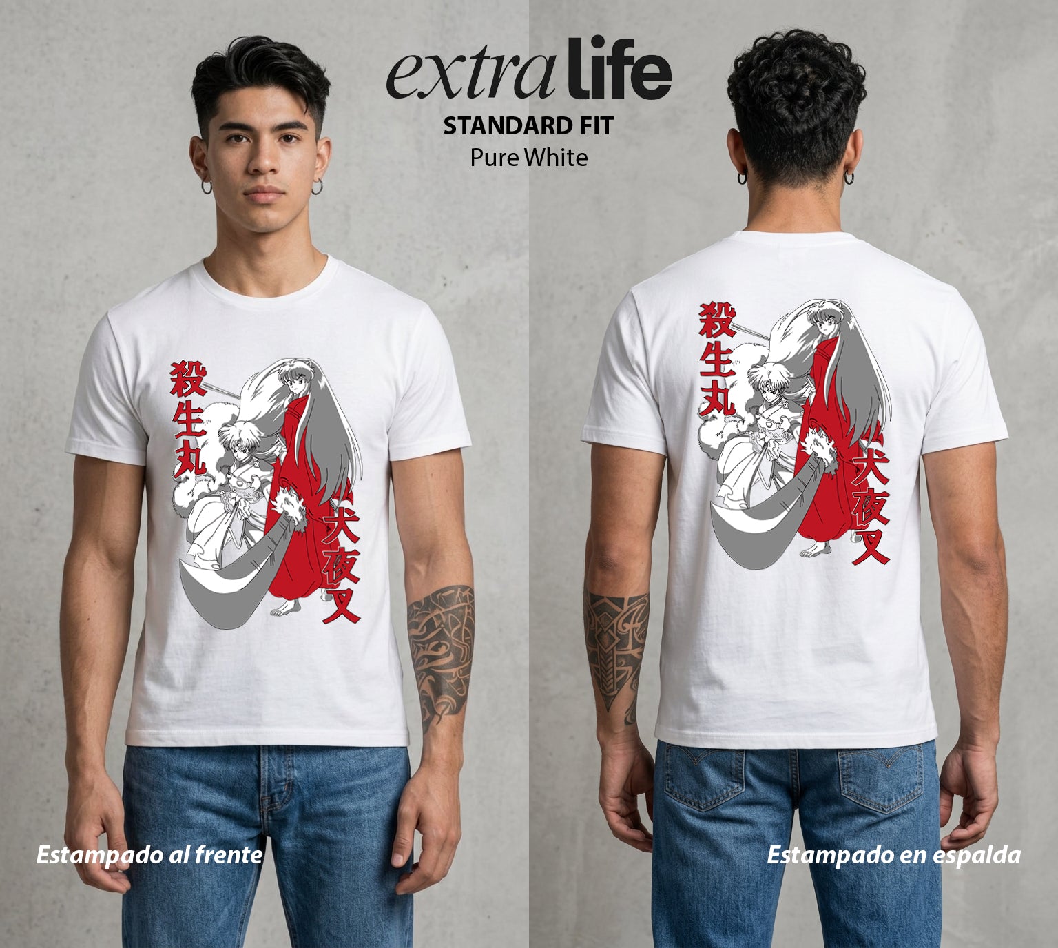 El Fragmento del Tiempo | Colmillo de Media Luna #04589 - Playera Standard Fit | Pure White - Foto en modelo