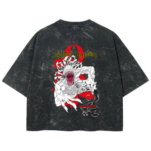 Playera streetwear premium de anime y gaming ExtraLife MX, corte boxy deluxe mineral wash heavyweight en color Acid Wash, moda urbana mexicana de culto.