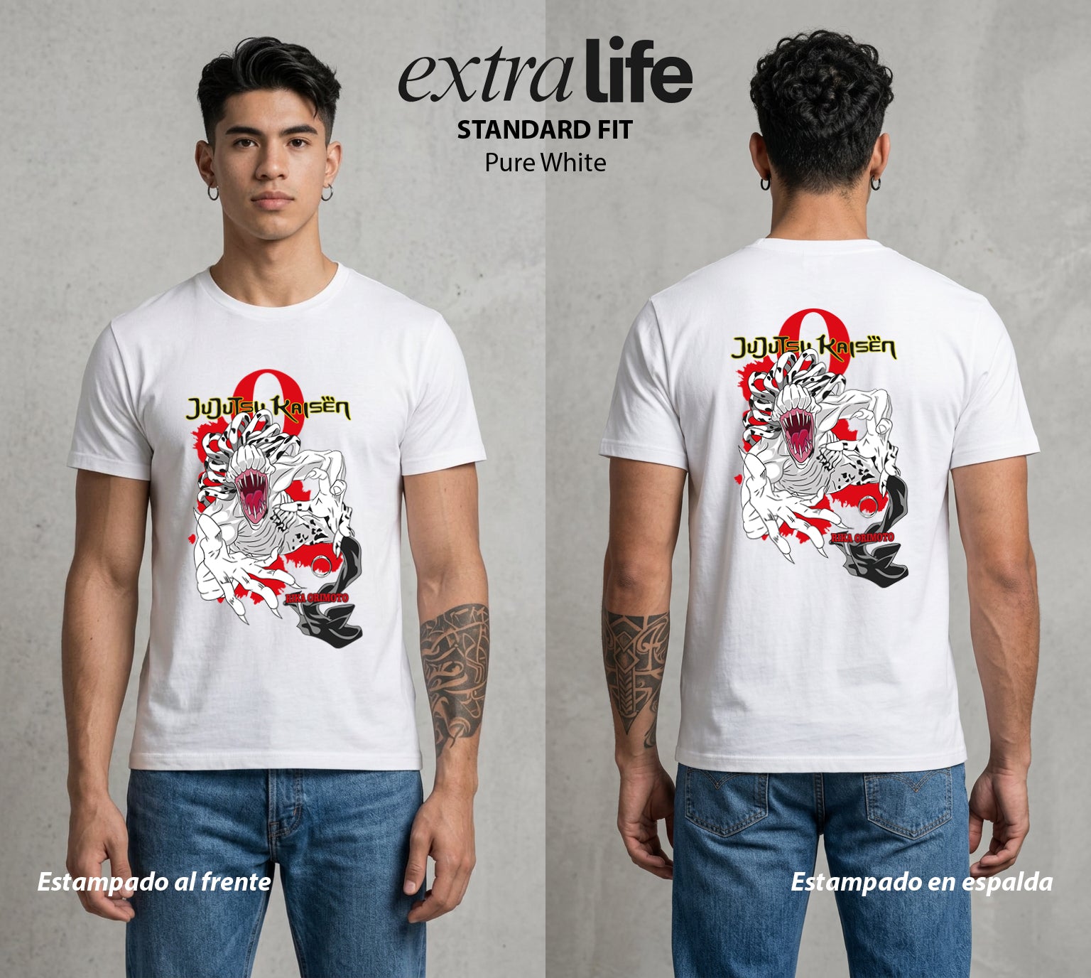 El Arte de las Maldiciones | Amor Maldito #04590 - Playera Standard Fit | Pure White - Foto en modelo