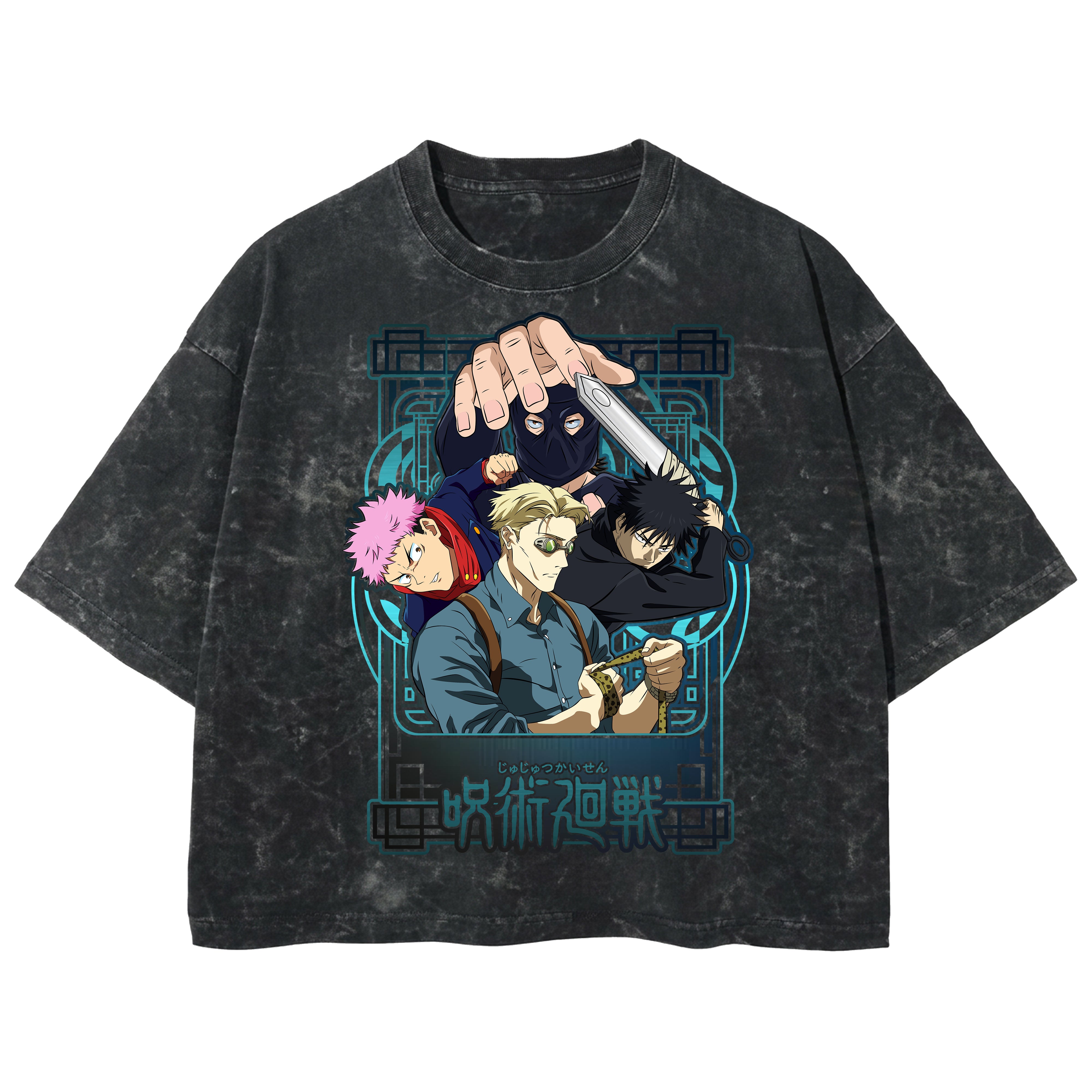 Playera streetwear premium de anime y gaming ExtraLife MX, corte boxy deluxe mineral wash heavyweight en color Acid Wash, moda urbana mexicana de culto.