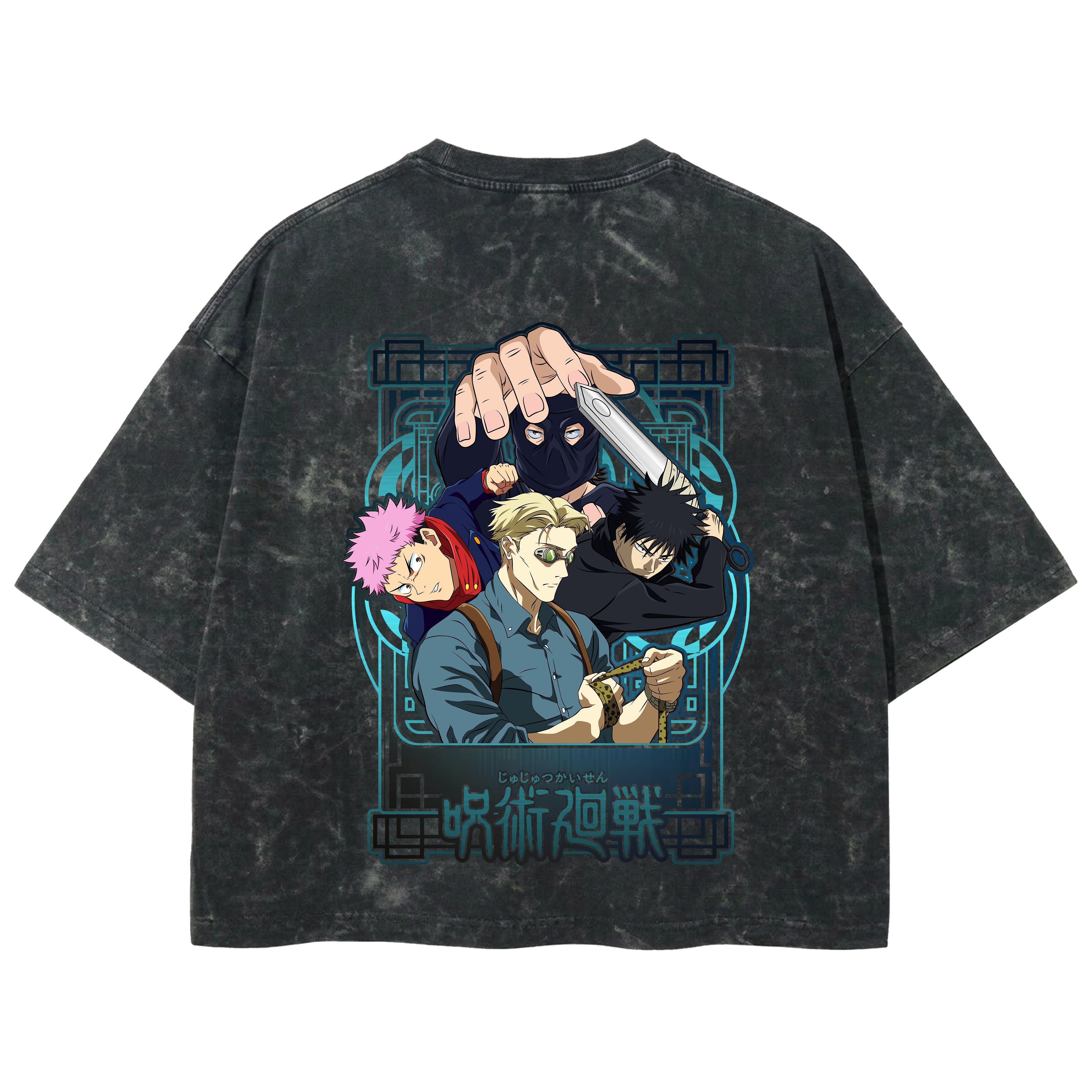 Playera streetwear premium de anime y gaming ExtraLife MX, corte boxy deluxe mineral wash heavyweight en color Acid Wash, moda urbana mexicana de culto.