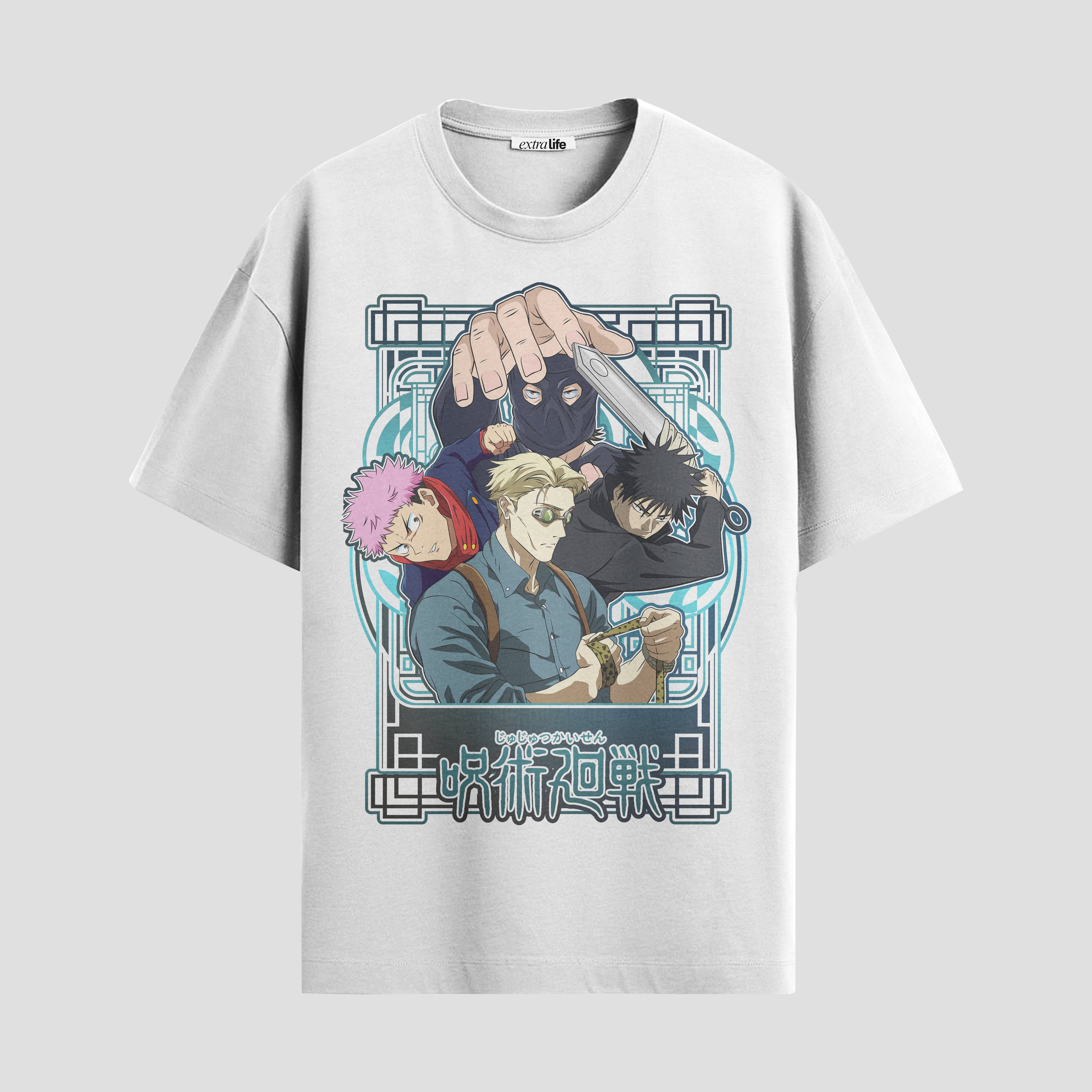 Playera urbana de anime y gaming ExtraLife MX, corte Standard Fit unisex ligero y transpirable en color Deep Black y Pure White, ropa de uso diario para gym y casual.