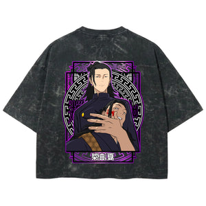 Playera streetwear premium de anime y gaming ExtraLife MX, corte boxy deluxe mineral wash heavyweight en color Acid Wash, moda urbana mexicana de culto.