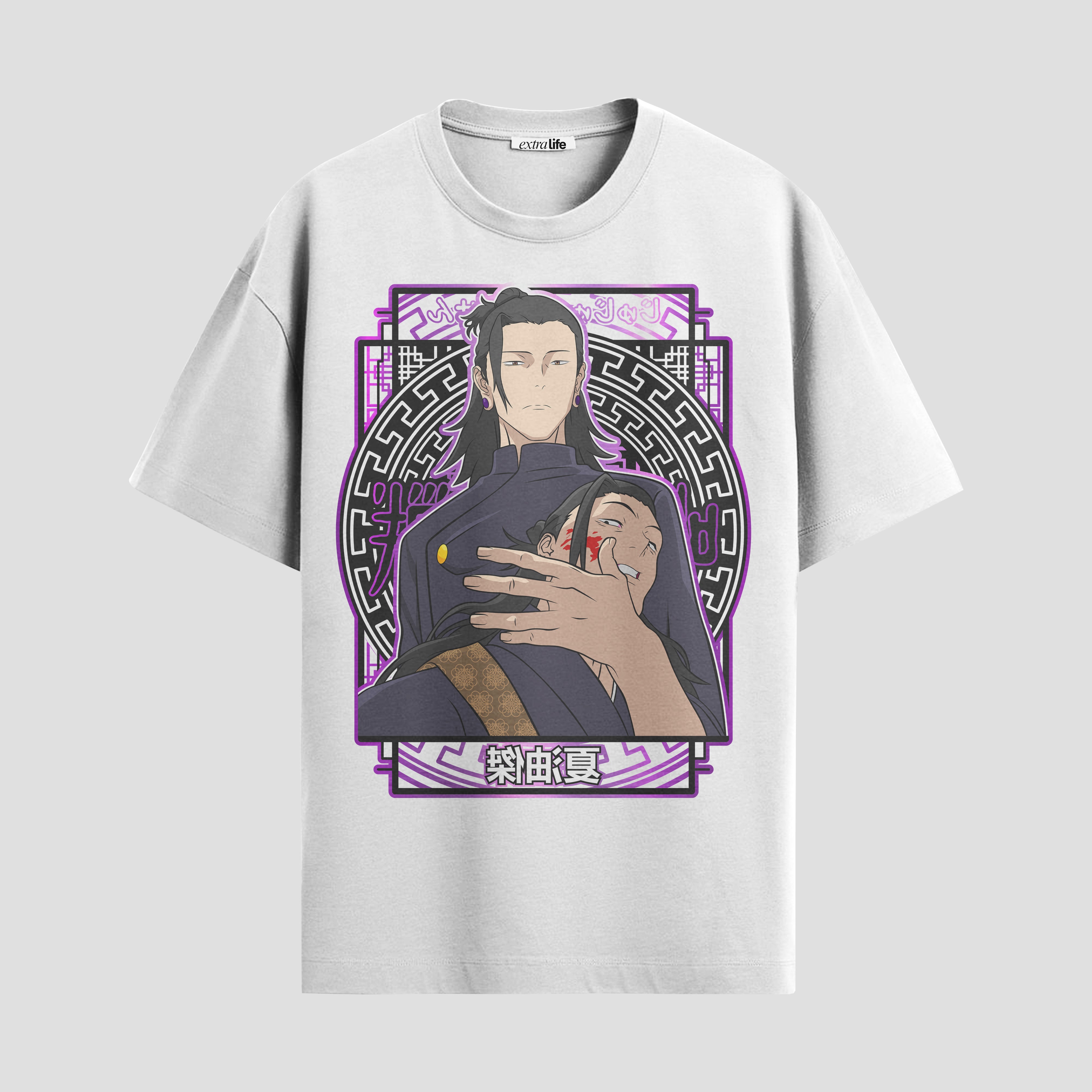 Playera urbana de anime y gaming ExtraLife MX, corte Standard Fit unisex ligero y transpirable en color Deep Black y Pure White, ropa de uso diario para gym y casual.