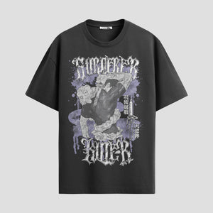 Playera urbana de anime y gaming ExtraLife MX, corte Standard Fit unisex ligero y transpirable en color Deep Black y Pure White, ropa de uso diario para gym y casual.