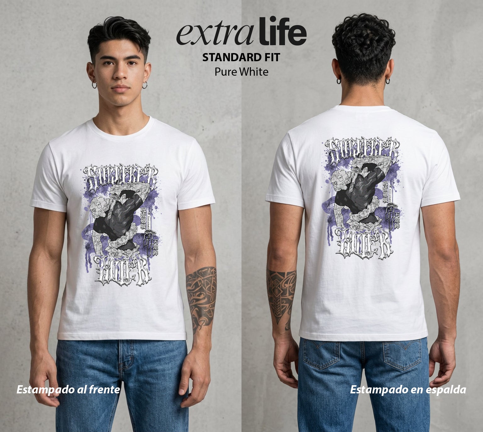 El Arte de las Maldiciones | Asesino Sin Maldición #04593 - Playera Standard Fit | Pure White - Foto en modelo
