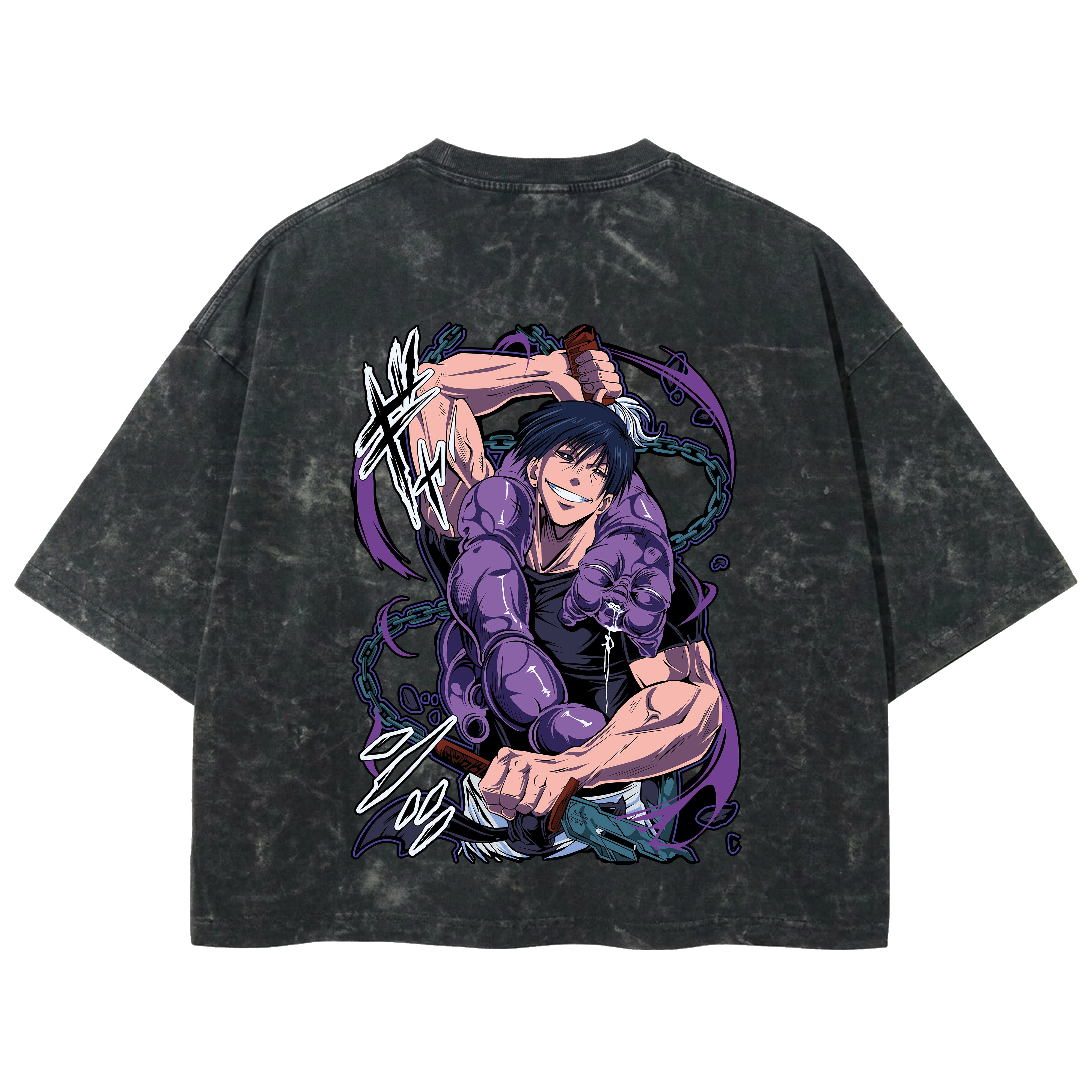 Playera streetwear premium de anime y gaming ExtraLife MX, corte boxy deluxe mineral wash heavyweight en color Acid Wash, moda urbana mexicana de culto.