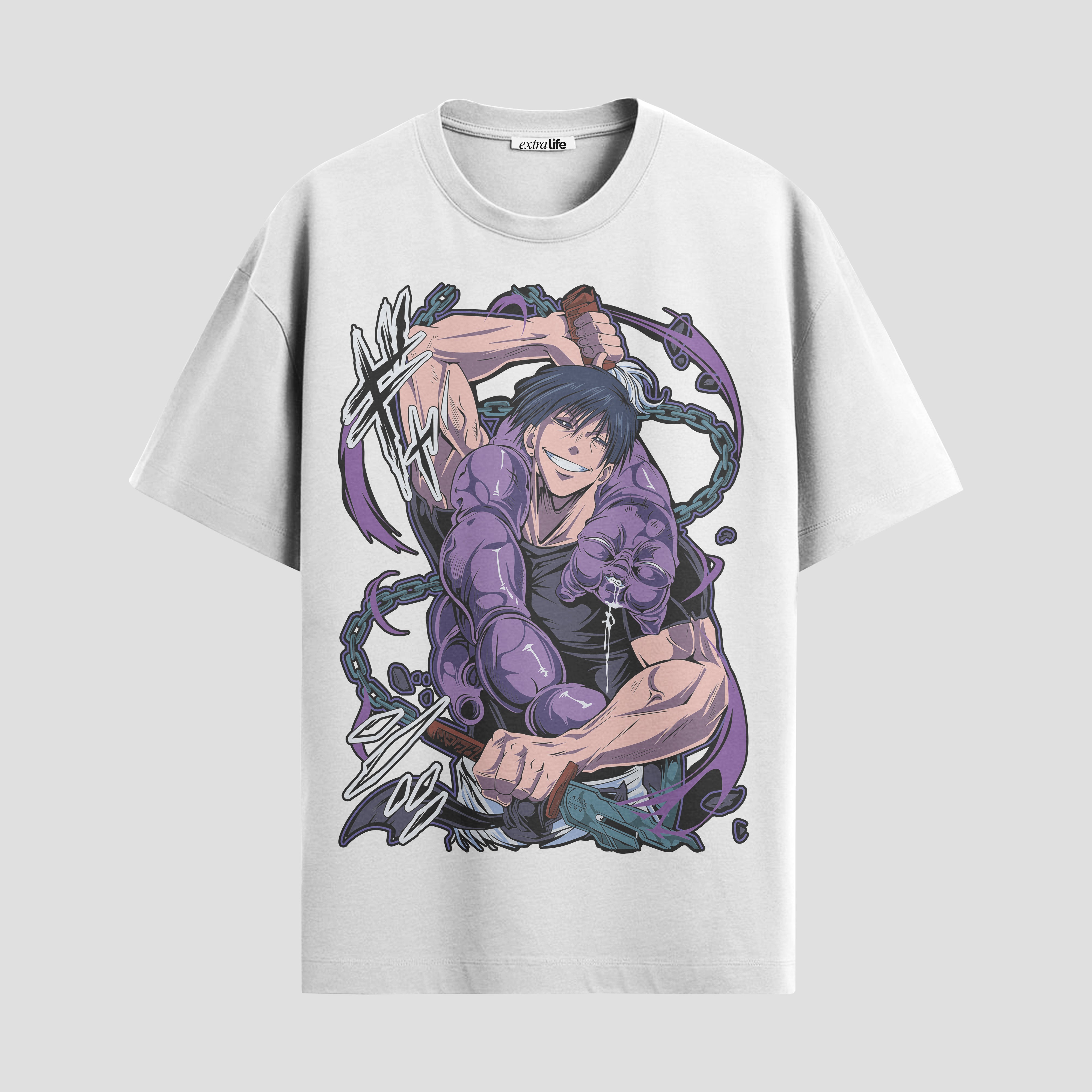 Playera urbana de anime y gaming ExtraLife MX, corte Standard Fit unisex ligero y transpirable en color Deep Black y Pure White, ropa de uso diario para gym y casual.