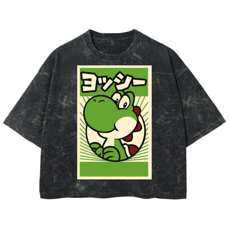 Playera streetwear premium de anime y gaming ExtraLife MX, corte boxy deluxe mineral wash heavyweight en color Acid Wash, moda urbana mexicana de culto.