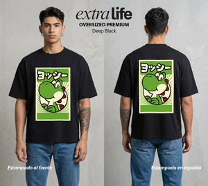 El Reino del Fontanero | Dinosaurio del Fontanero #04596 - Playera Oversized Premium | Deep Black - Foto en modelo